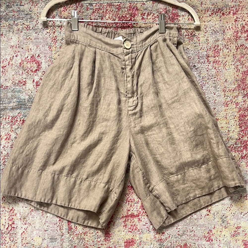 MOVING SALE CP Shades Light Brown Linen Bermudas